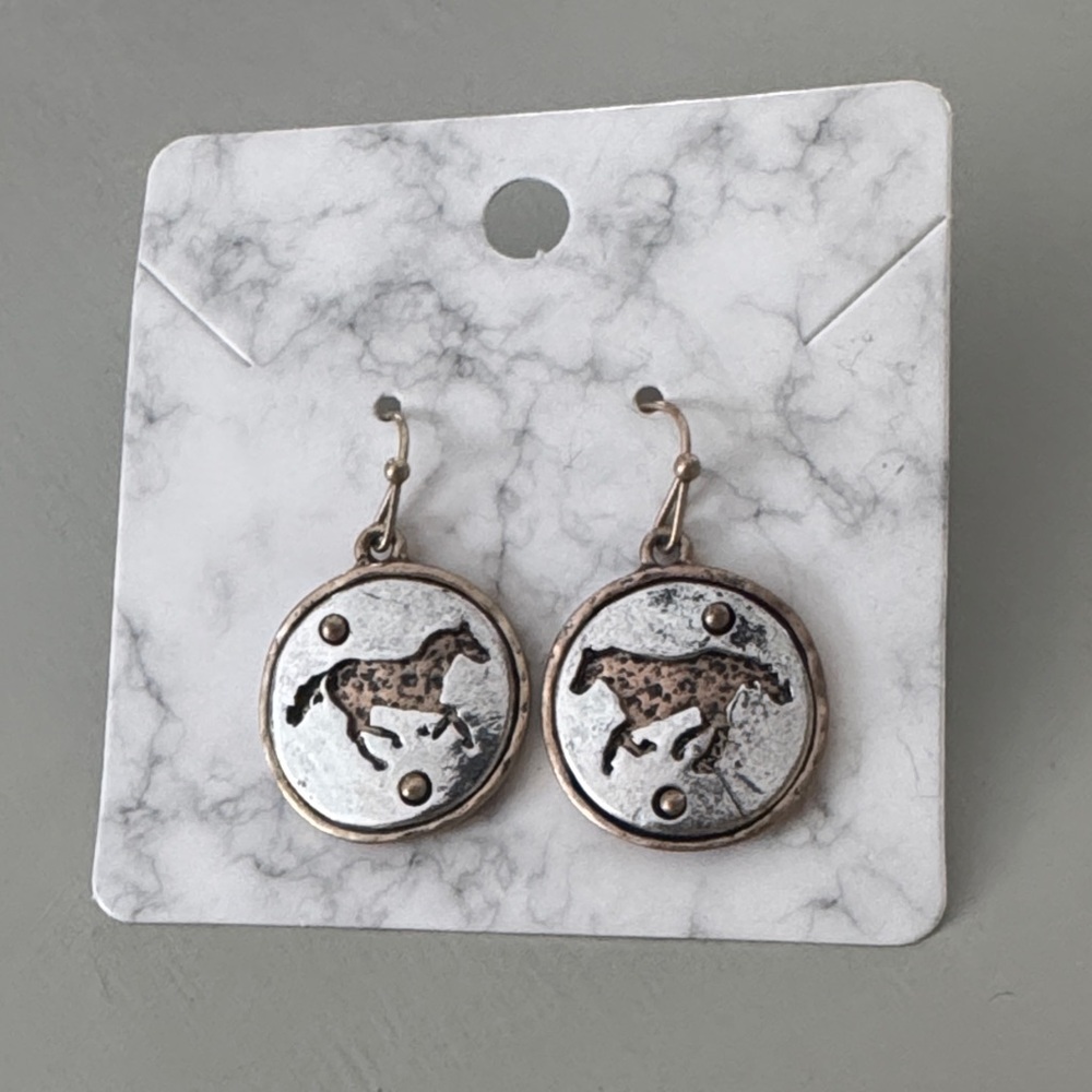Two-tone Horse Earrings
